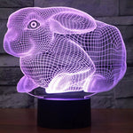 7 Farben Verfärbung Kreative Visuelle Stereo Lampe Schreibtischlampe Nachtlicht, Hasenform