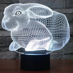7 Farben Verfärbung Kreative Visuelle Stereo Lampe Schreibtischlampe Nachtlicht, Hasenform