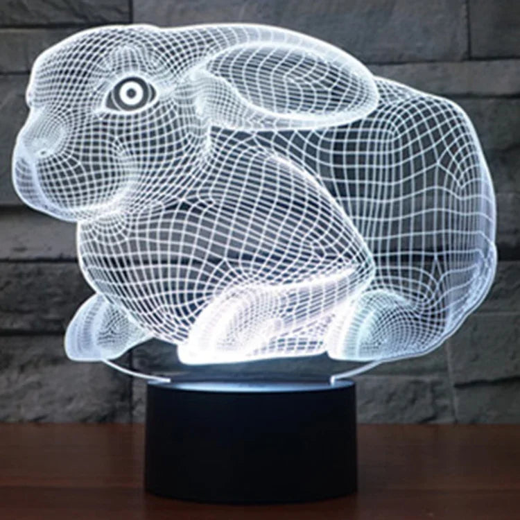 7 Farben Verfärbung Kreative Visuelle Stereo Lampe Schreibtischlampe Nachtlicht, Hasenform