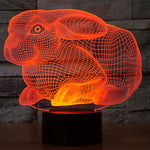 7 Farben Verfärbung Kreative Visuelle Stereo Lampe Schreibtischlampe Nachtlicht, Hasenform