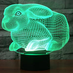 7 Farben Verfärbung Kreative Visuelle Stereo Lampe Schreibtischlampe Nachtlicht, Hasenform