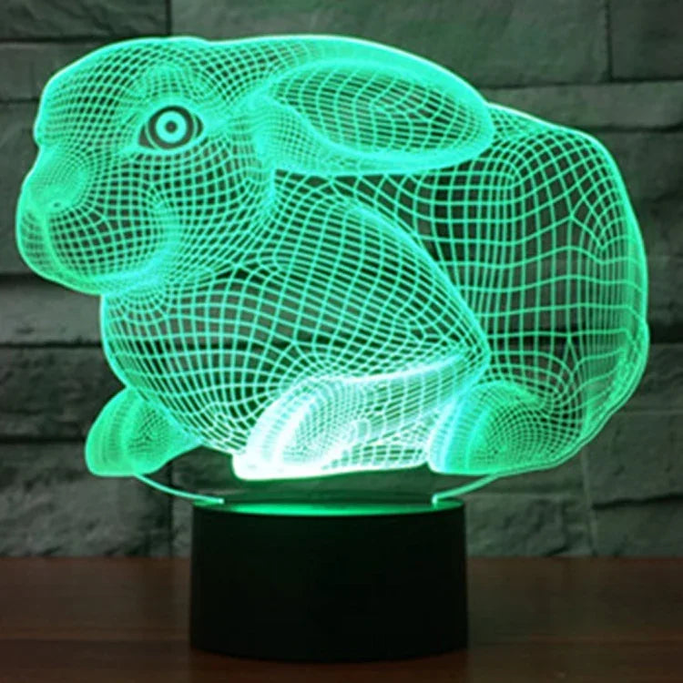 7 Farben Verfärbung Kreative Visuelle Stereo Lampe Schreibtischlampe Nachtlicht, Hasenform