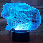 7 Farben Verfärbung Kreative Visuelle Stereo Lampe Schreibtischlampe Nachtlicht, Hasenform