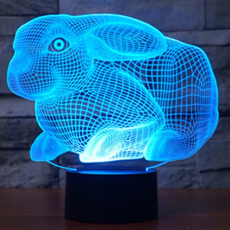 7 Farben Verfärbung Kreative Visuelle Stereo Lampe Schreibtischlampe Nachtlicht, Hasenform