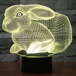 7 Farben Verfärbung Kreative Visuelle Stereo Lampe Schreibtischlampe Nachtlicht, Hasenform