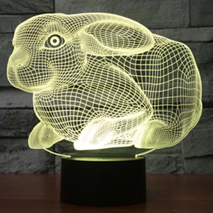 7 Farben Verfärbung Kreative Visuelle Stereo Lampe Schreibtischlampe Nachtlicht, Hasenform