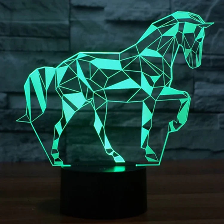 7-farbige Verfärbung Kreative Visuelle Stereo-Lampe Schreibtischlampe Nachtlicht, Pferdeform