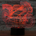 7 Colour Discoloration Creative Visual Stereo Lamp Desk Lamp Night Light, Motorcycle Shape