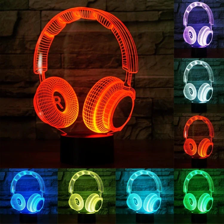 7 Farbige Verfärbung Kreative Visuelle Stereo Lampe Schreibtischlampe Nachtlicht, Headset Form