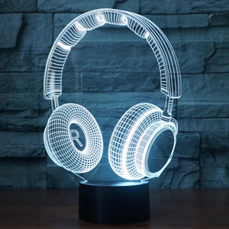 7 Farbige Verfärbung Kreative Visuelle Stereo Lampe Schreibtischlampe Nachtlicht, Headset Form