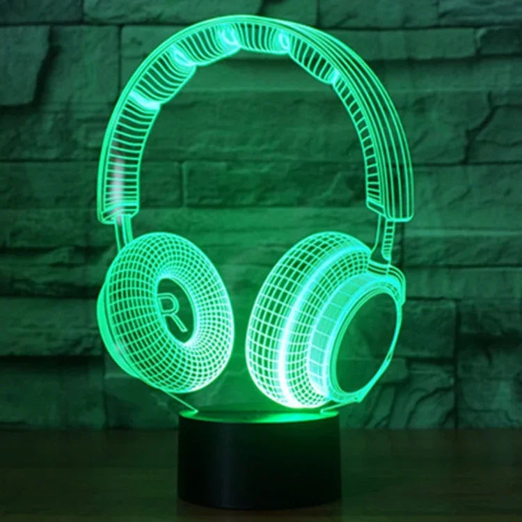 7 Farbige Verfärbung Kreative Visuelle Stereo Lampe Schreibtischlampe Nachtlicht, Headset Form