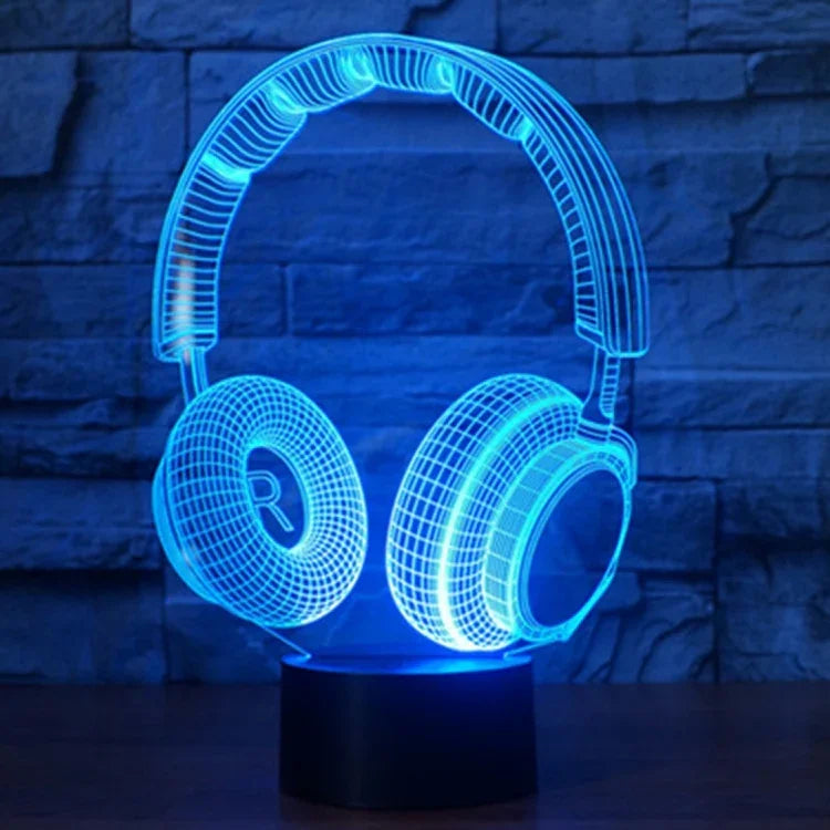 7 Farbige Verfärbung Kreative Visuelle Stereo Lampe Schreibtischlampe Nachtlicht, Headset Form