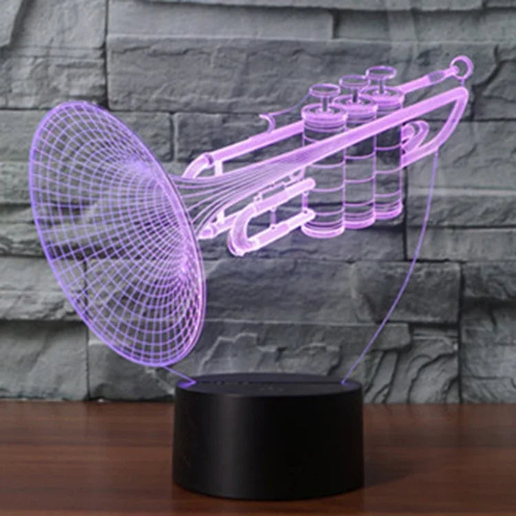 7 Farbiges Verblassen Kreative visuelle Stereo-Lampe Schreibtischlampe Nachtlicht, Trompetenform
