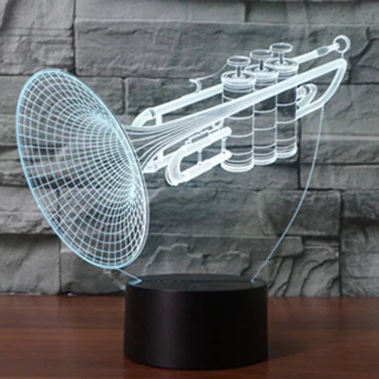 7 Farbiges Verblassen Kreative visuelle Stereo-Lampe Schreibtischlampe Nachtlicht, Trompetenform