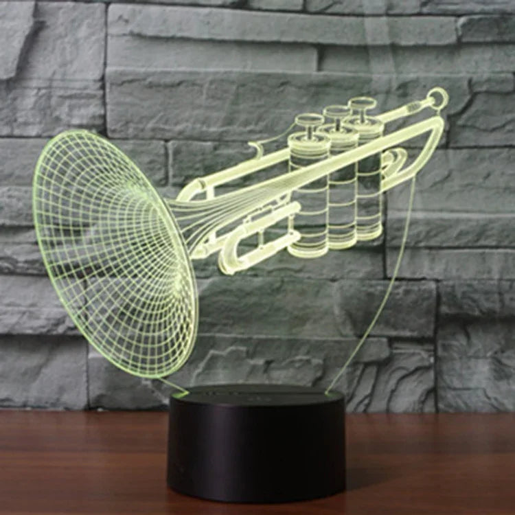 7 Farbiges Verblassen Kreative visuelle Stereo-Lampe Schreibtischlampe Nachtlicht, Trompetenform
