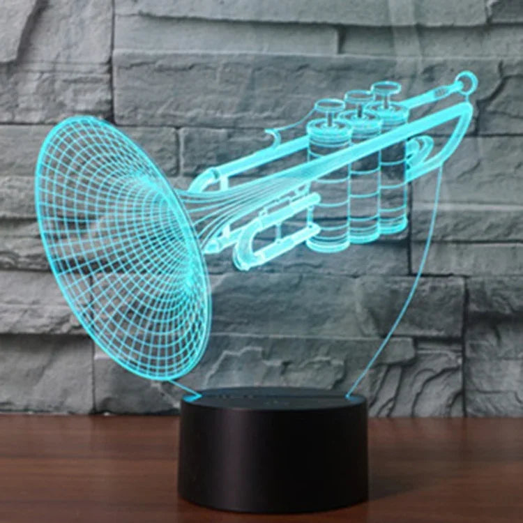 7 Farbiges Verblassen Kreative visuelle Stereo-Lampe Schreibtischlampe Nachtlicht, Trompetenform