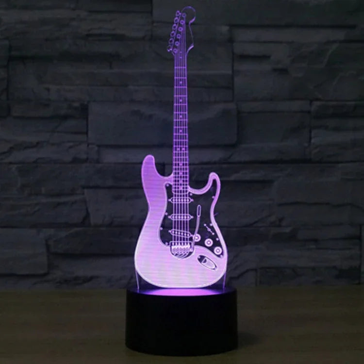 7 Farbig wechselnde kreative visuelle Stereolampe Schreibtischlampe Nachtlicht, E-Gitarrenform