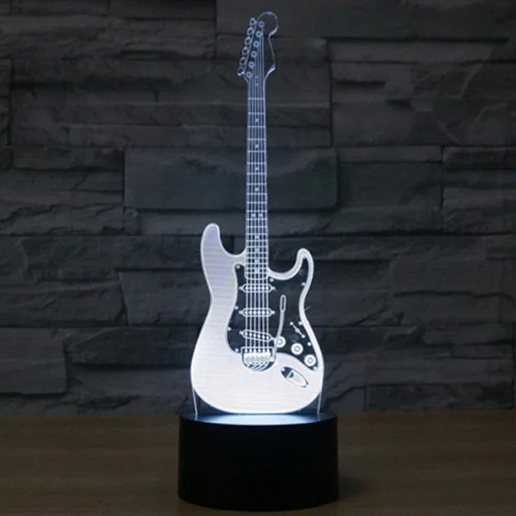 7 Farbig wechselnde kreative visuelle Stereolampe Schreibtischlampe Nachtlicht, E-Gitarrenform