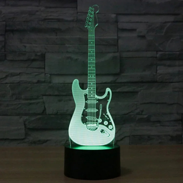 7 Farbig wechselnde kreative visuelle Stereolampe Schreibtischlampe Nachtlicht, E-Gitarrenform