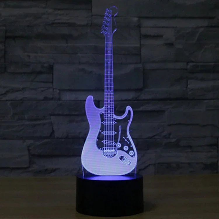 7 Farbig wechselnde kreative visuelle Stereolampe Schreibtischlampe Nachtlicht, E-Gitarrenform