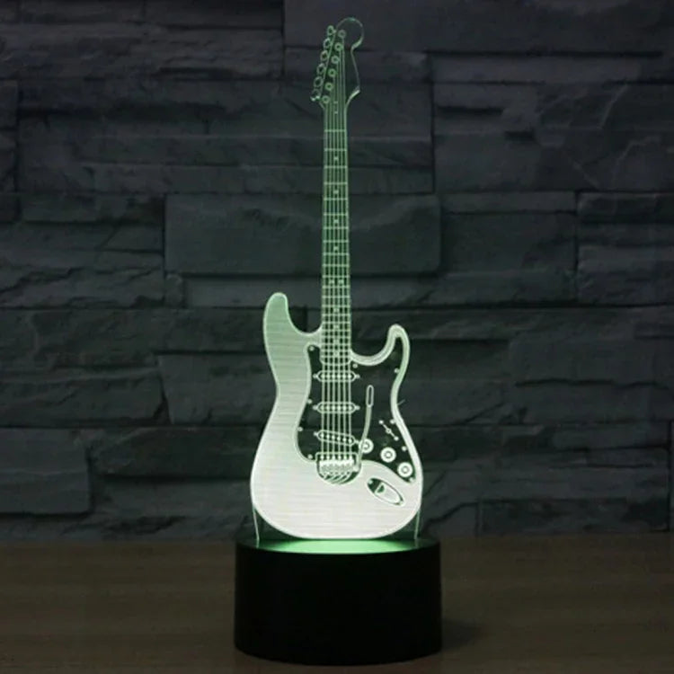 7 Farbig wechselnde kreative visuelle Stereolampe Schreibtischlampe Nachtlicht, E-Gitarrenform