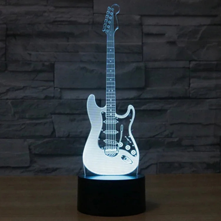 7 Farbig wechselnde kreative visuelle Stereolampe Schreibtischlampe Nachtlicht, E-Gitarrenform
