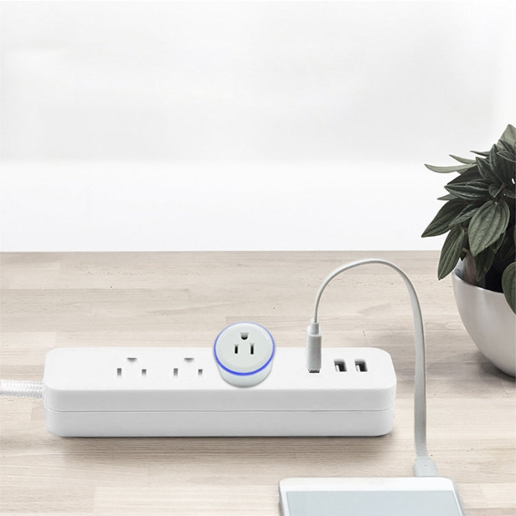 10A Rundform WiFi 2,4 GHz Mini-Stecker APP Fernbedienung Zeitsteuerung Intelligente Steckdose Funktioniert mit Alexa & Google Home & Bunte Atemlicht, AC 100-240V, US-Stecker