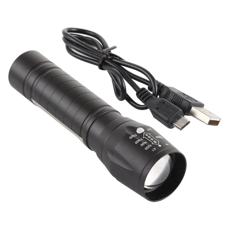 A2 USB-Ladefähige, wasserdichte Zoom-Taschenlampe mit XPE + COB, 3 Modi & Aufbewahrungsbox, A2