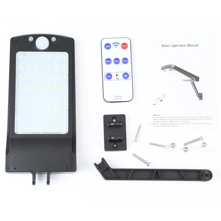 12W 56LEDs SMD 2835 Home Outdoor IP65 Waterproof Remote Control Solar Wall Light Human Body Sensor Light