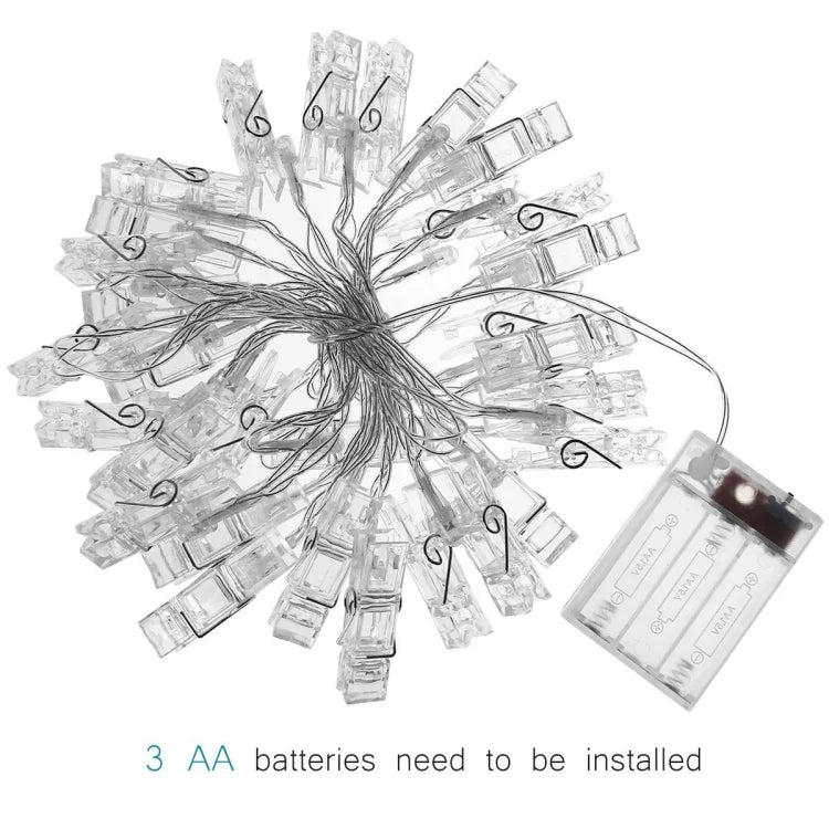 50 LEDs 3 x AA Batteries Box Chains Lamp Decorative Light for Home Hanging Pictures, DIY Party, Wedding, Christmas Decoration, 5m