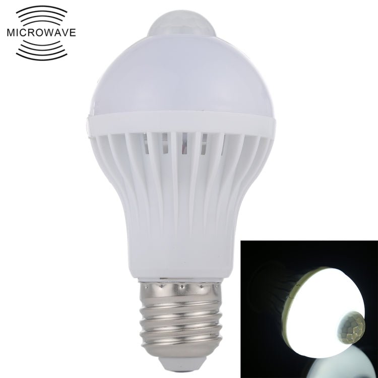 E27 5W 12 LEDs SMD 5730 300LM Infrarot-Bewegungssensor-LED-Glühbirne, Sensorabstand: 4-6m, AC 220V, E27 5W Weißlicht, E27 5W Warmweiß