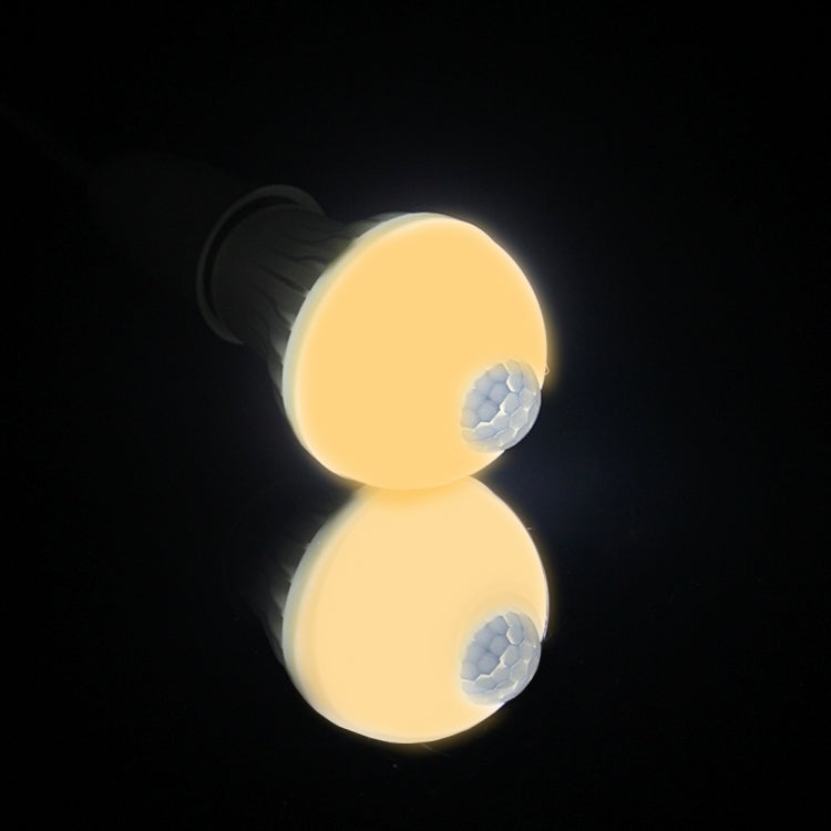 E27 5W 12 LEDs SMD 5730 300LM Infrarot-Bewegungssensor-LED-Glühbirne, Sensorabstand: 4-6m, AC 220V, E27 5W Weißlicht, E27 5W Warmweiß