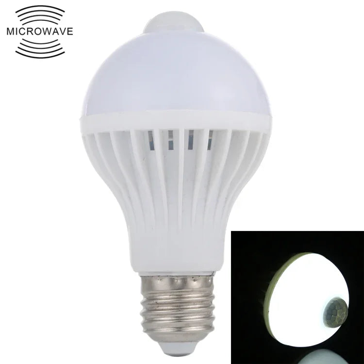 E27 7W 16 LEDs SMD 5730 450LM Infrarot-Bewegungssensor LED-Glühbirne, Sensorabstand: 4-6m, AC 220V, E27 7W Weißlicht