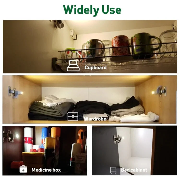 0.3W Universelle Innen-Scharnier-LED-Sensorlampe, Schrank 3 LEDs Nachtlicht Auto EIN/AUS Glühbirne, 1 STK. Weißlicht, 1 STK. Warmweiß