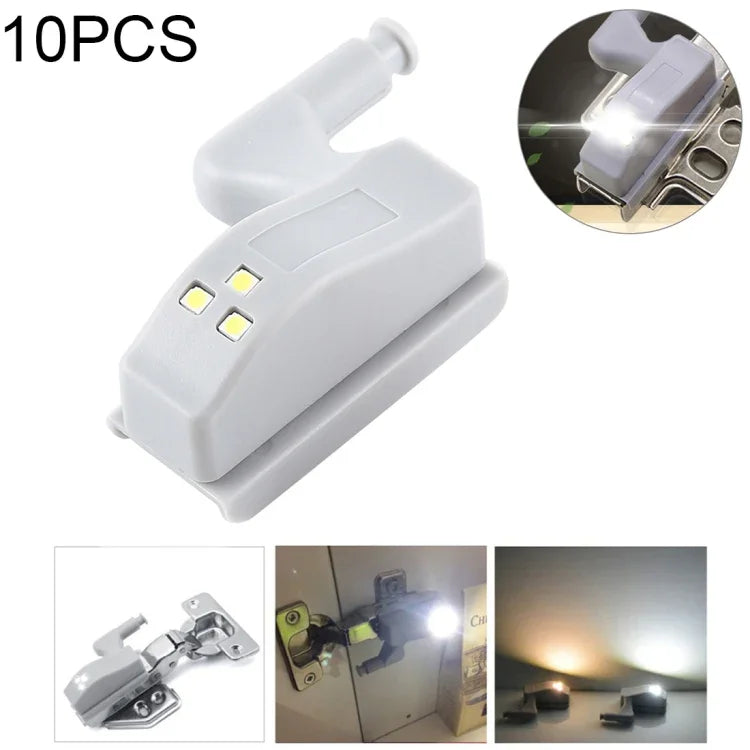 10 STÜCK 0.3W Universelle Innen-Scharnier-LED-Sensorlampe Schrank 3 LEDs Nachtlicht Auto EIN/AUS-Birne, 10 STÜCK Weißlicht, 10 STÜCK Warmweiß