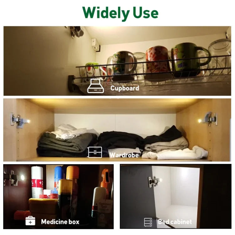 10 STÜCK 0.3W Universelle Innen-Scharnier-LED-Sensorlampe Schrank 3 LEDs Nachtlicht Auto EIN/AUS-Birne, 10 STÜCK Weißlicht, 10 STÜCK Warmweiß