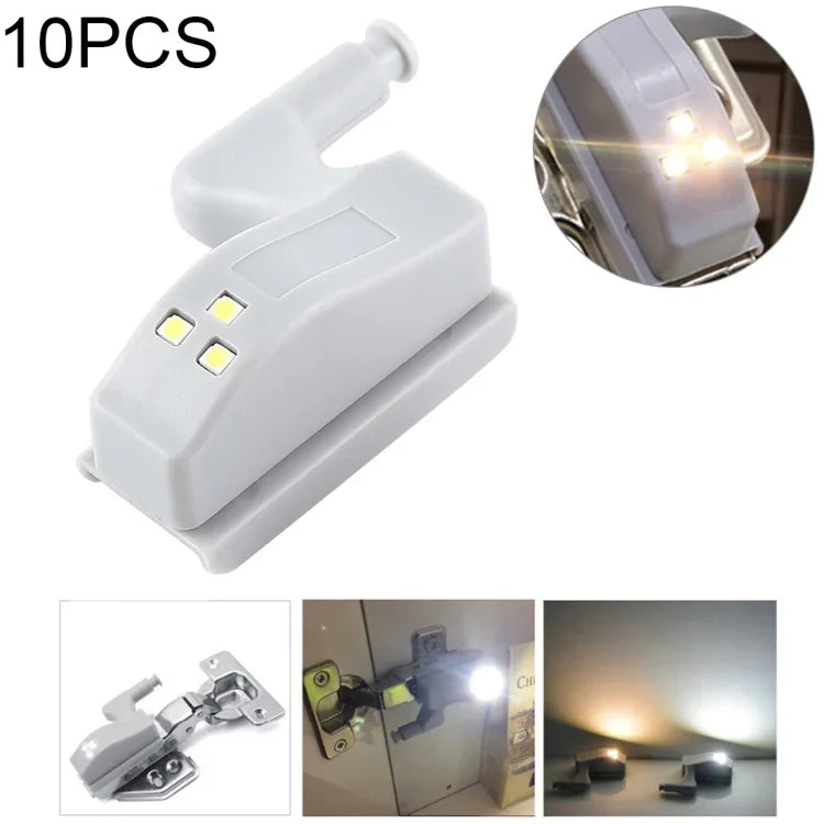 10 STÜCK 0.3W Universelle Innen-Scharnier-LED-Sensorlampe Schrank 3 LEDs Nachtlicht Auto EIN/AUS-Birne, 10 STÜCK Weißlicht, 10 STÜCK Warmweiß