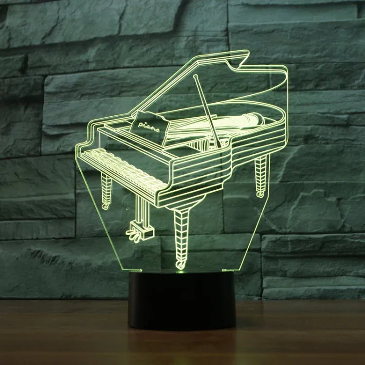 Piano Form 3D Bunte LED-Vision-Licht-Tischlampe, USB- & Batterieversion, USB- & Batterieversion