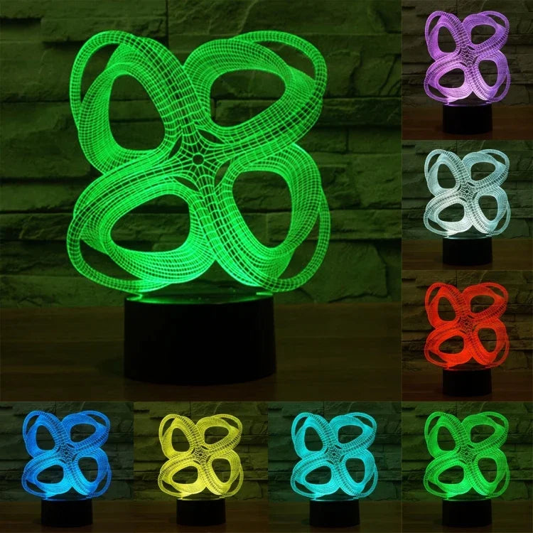 7 Farben Verfärbung Kreative Visuelle Stereo Lampe Schreibtischlampe Nachtlicht, Vier Kreis Abstrakter Stil