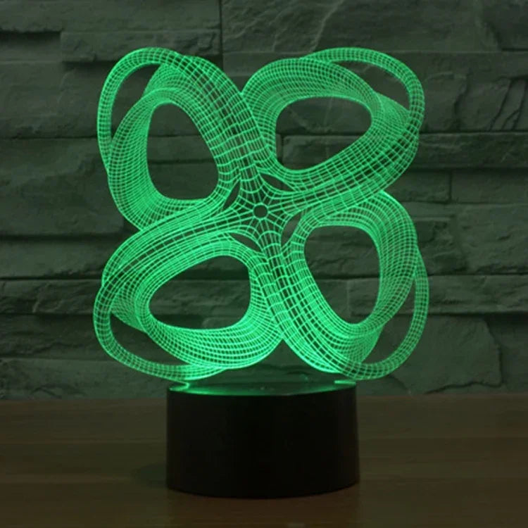 7 Color Discoloration Creative Visual Stereo Lamp Desk Lamp Night Light, Four Circle Abstract Style