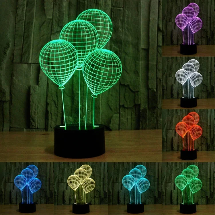 7-Farben-Verfärbung Kreative Visuelle Stereo-Lampe Schreibtischlampe Nachtlicht, Ballon-Stil