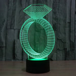 7-Farben-Verfärbung Kreative Visuelle Stereo-Lampe Schreibtischlampe Nachtlicht, Diamantring-Stil