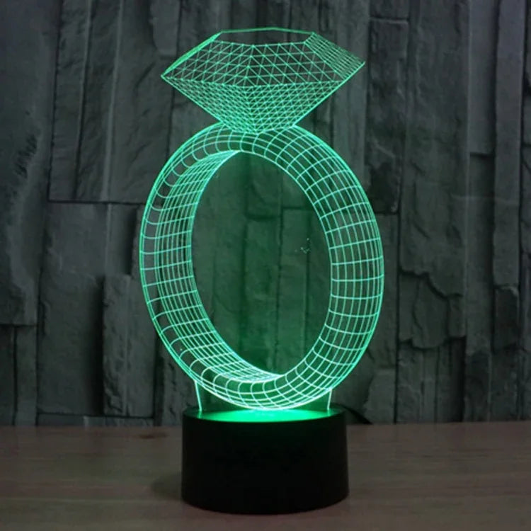 7-Farben-Verfärbung Kreative Visuelle Stereo-Lampe Schreibtischlampe Nachtlicht, Diamantring-Stil
