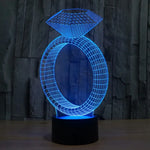 7-Farben-Verfärbung Kreative Visuelle Stereo-Lampe Schreibtischlampe Nachtlicht, Diamantring-Stil