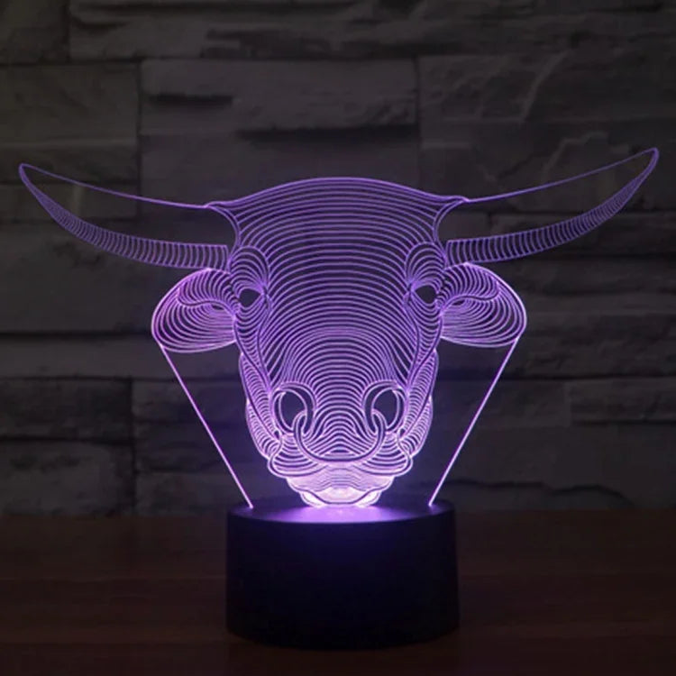 7 Farben Verfärbung Kreative Visuelle Stereo Lampe Schreibtischlampe Nachtlicht, Kuh-Stil