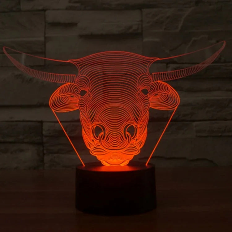 7 Farben Verfärbung Kreative Visuelle Stereo Lampe Schreibtischlampe Nachtlicht, Kuh-Stil