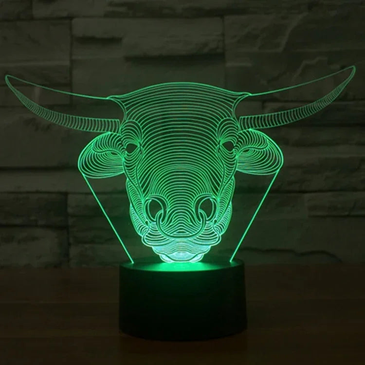 7 Farben Verfärbung Kreative Visuelle Stereo Lampe Schreibtischlampe Nachtlicht, Kuh-Stil