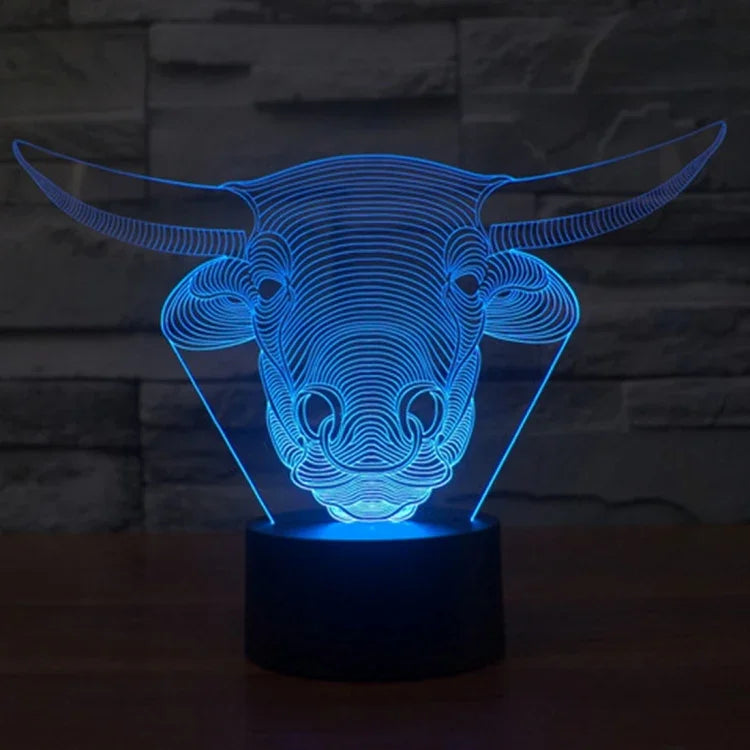 7 Farben Verfärbung Kreative Visuelle Stereo Lampe Schreibtischlampe Nachtlicht, Kuh-Stil