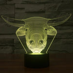 7 Farben Verfärbung Kreative Visuelle Stereo Lampe Schreibtischlampe Nachtlicht, Kuh-Stil