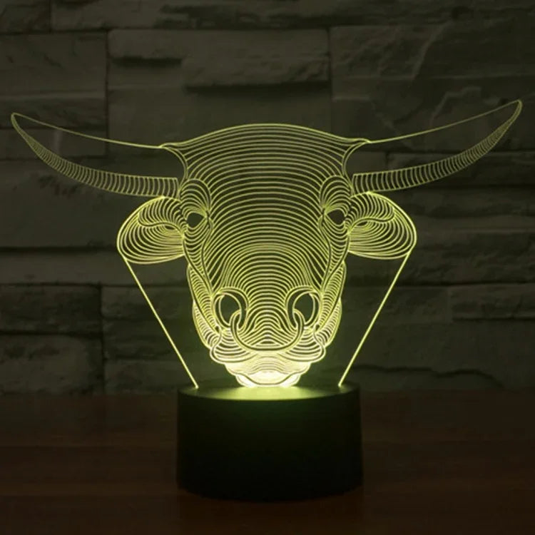 7 Farben Verfärbung Kreative Visuelle Stereo Lampe Schreibtischlampe Nachtlicht, Kuh-Stil